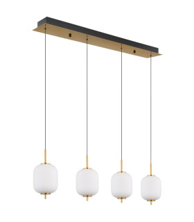 Ewald Bar Pendant Ceiling Light Brass-Coloured Opal Glass Shade 4x LED 3000K-2