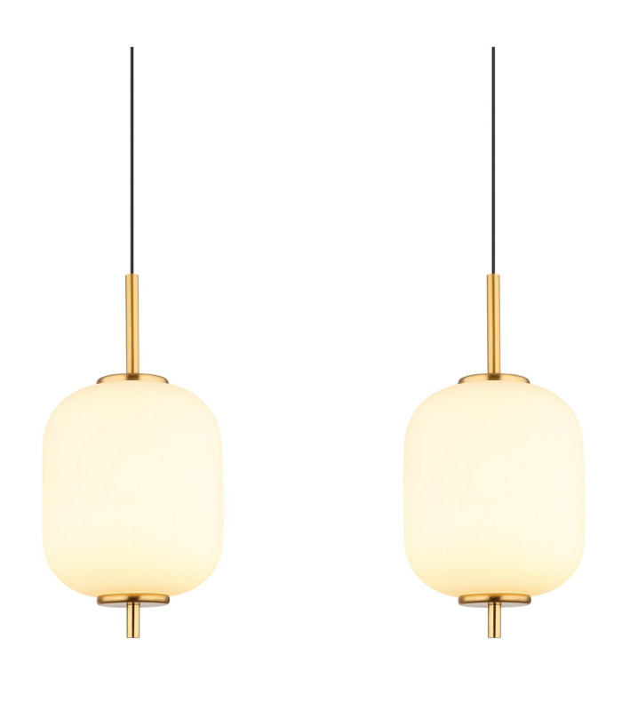 Ewald Bar Pendant Ceiling Light Brass-Coloured Opal Glass Shade 4x LED 3000K-4