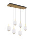 Ewald Cluster Pendant Ceiling Light Brass-Coloured Opal Glass Shade 6x LED 3000K-2