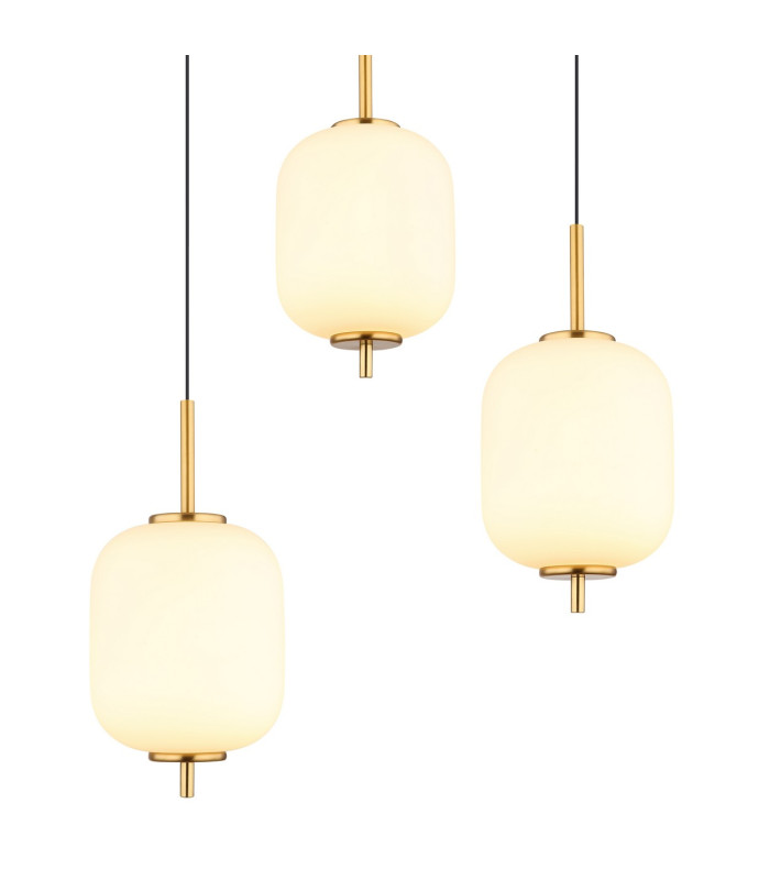 Ewald Cluster Pendant Ceiling Light Brass-Coloured Opal Glass Shade 6x LED 3000K-4