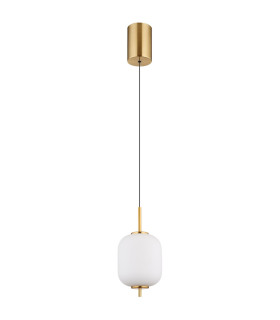 Ewald Globe Pendant Ceiling Light Brass-Coloured Opal Glass Shade LED 3000K-2