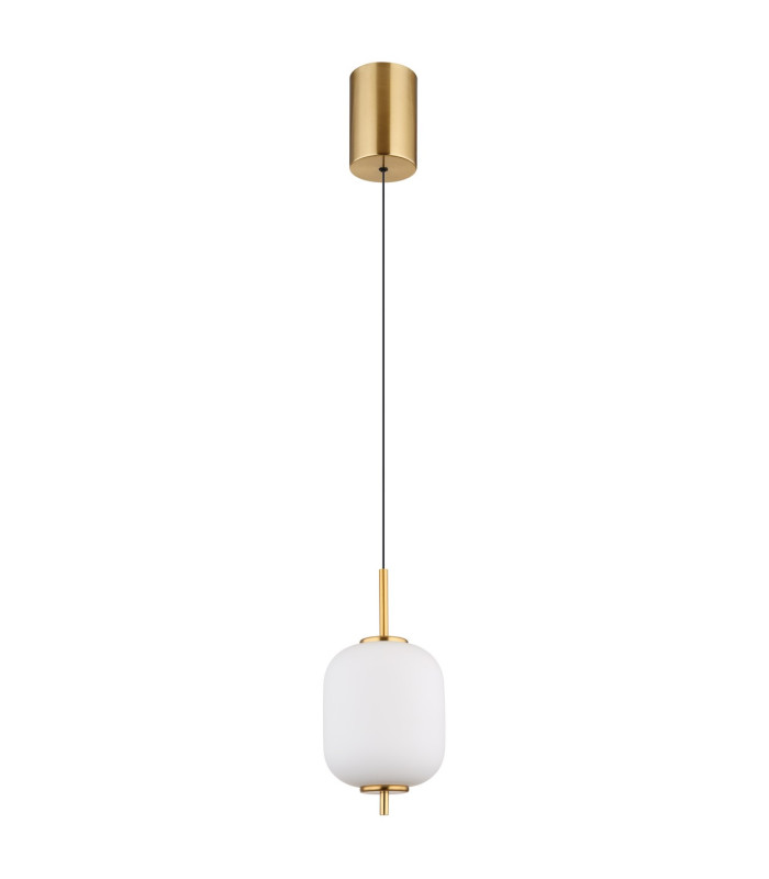 Ewald Globe Pendant Ceiling Light Brass-Coloured Opal Glass Shade LED 3000K-2
