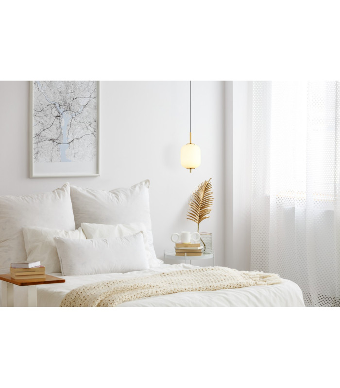 Ewald Globe Pendant Ceiling Light Brass-Coloured Opal Glass Shade LED 3000K-4