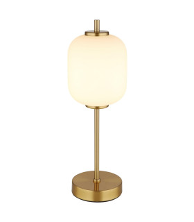 Ewald Globe Table Lamp Brass-Coloured Opal Glass Shade LED 3000K-1