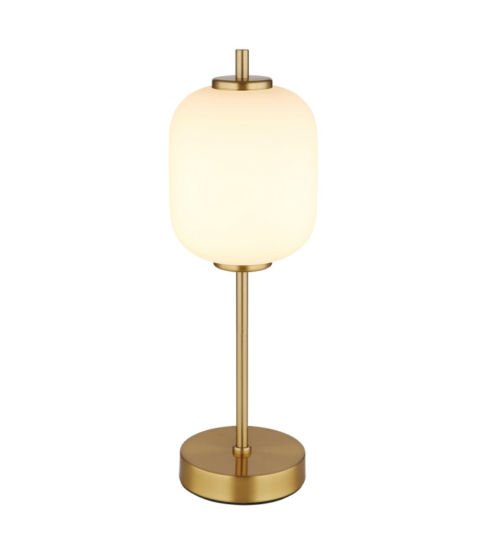 Ewald Globe Table Lamp Brass-Coloured Opal Glass Shade LED 3000K-1