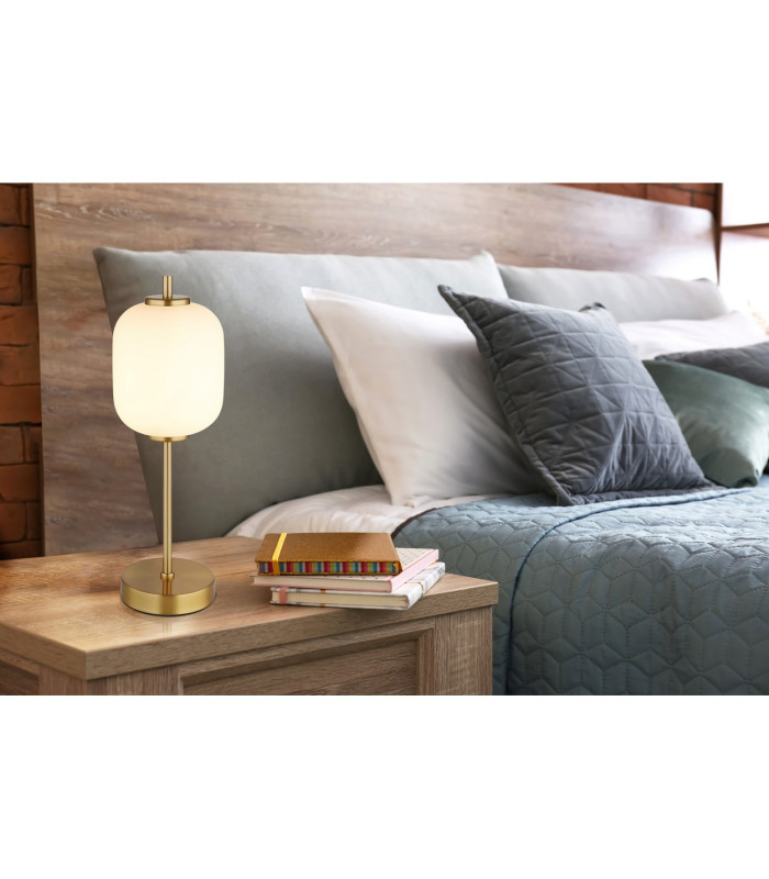 Ewald Globe Table Lamp Brass-Coloured Opal Glass Shade LED 3000K-5