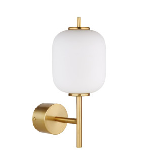 Ewald Wall Lamp Brass-Coloured Opal Glass Shade LED 3000K-2