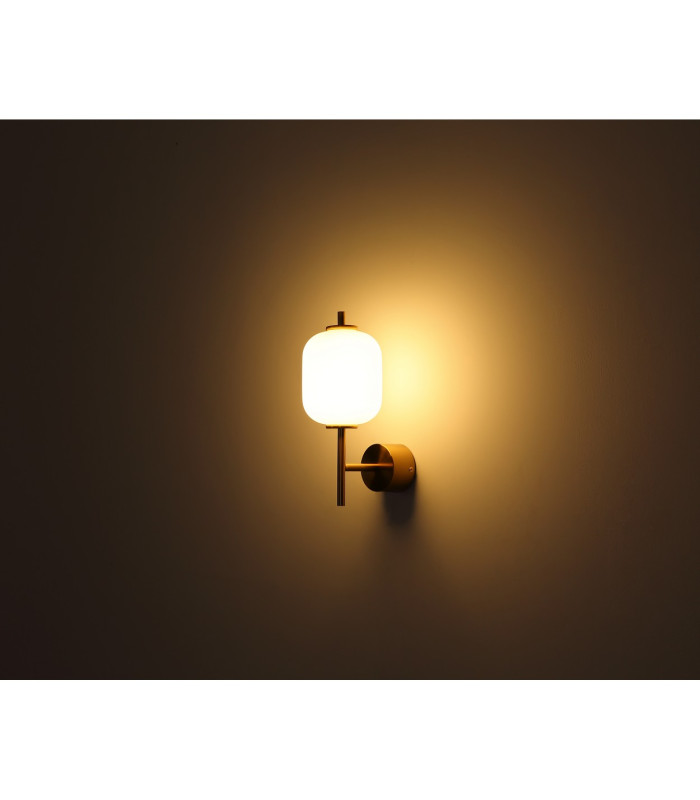 Ewald Wall Lamp Brass-Coloured Opal Glass Shade LED 3000K-4