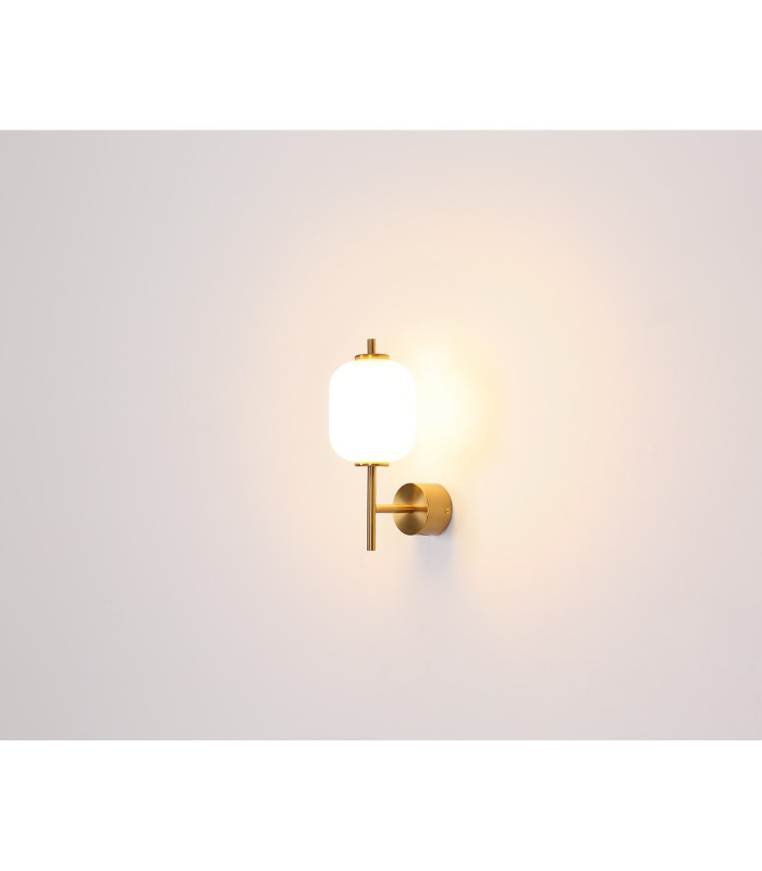 Ewald Wall Lamp Brass-Coloured Opal Glass Shade LED 3000K-5