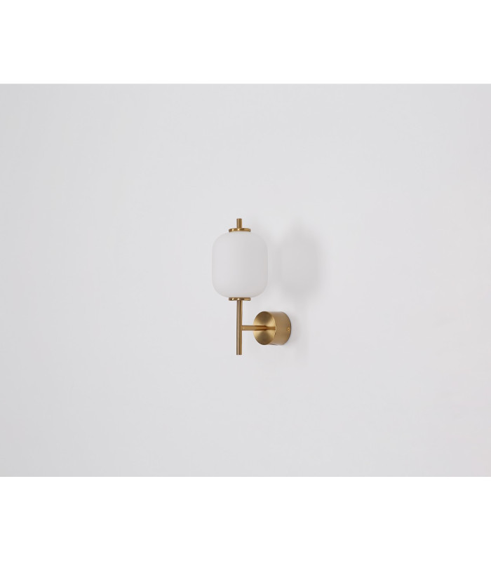 Ewald Wall Lamp Brass-Coloured Opal Glass Shade LED 3000K-6