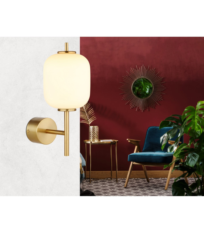 Ewald Wall Lamp Brass-Coloured Opal Glass Shade LED 3000K-7