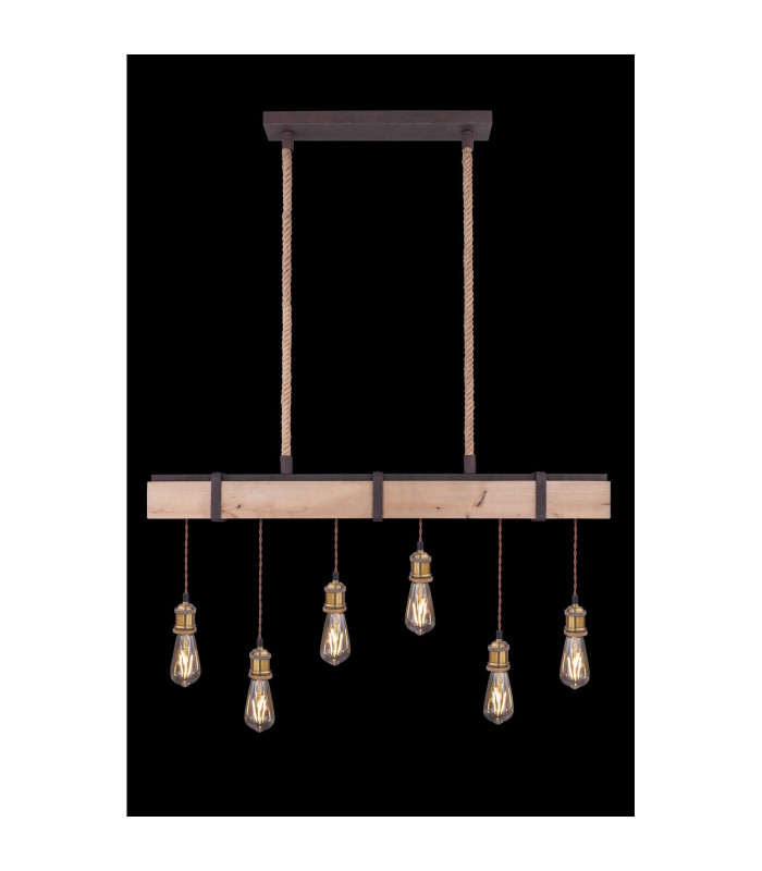 Mucha Bar Pendant Ceiling Light Rust Colored 6x E27-6