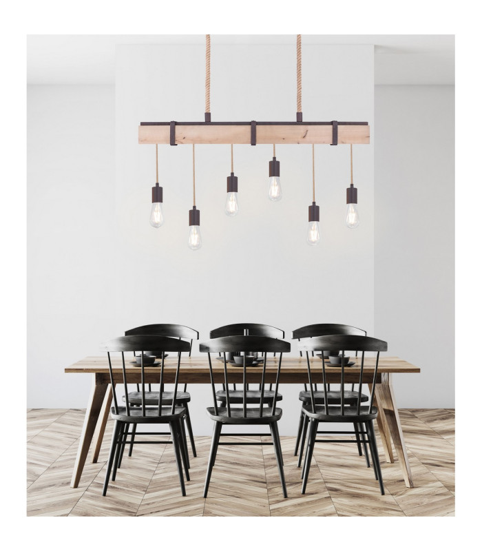 Mucha Bar Pendant Ceiling Light Rust Colored 6x E27-8