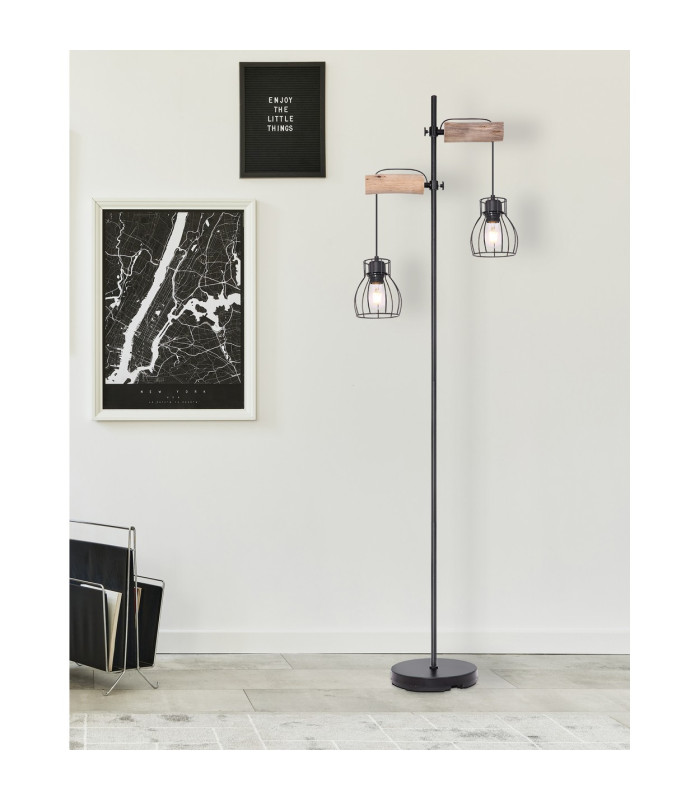 Mina Multi Arm Floor Lamp Black 2x E27-9
