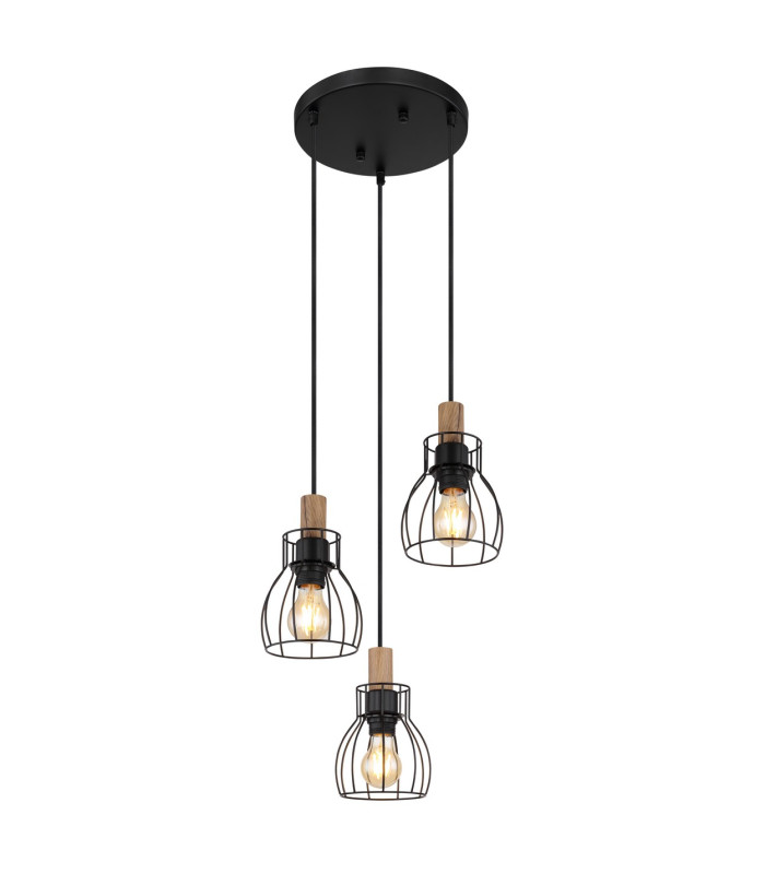 Mina Cluster Pendant Ceiling Light Matt Black 3x E27-1