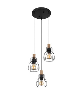 Mina Cluster Pendant Ceiling Light Matt Black 3x E27-2