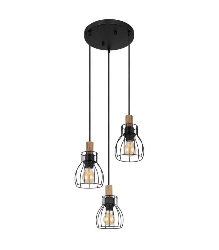 Mina Cluster Pendant Ceiling Light Matt Black 3x E27-2