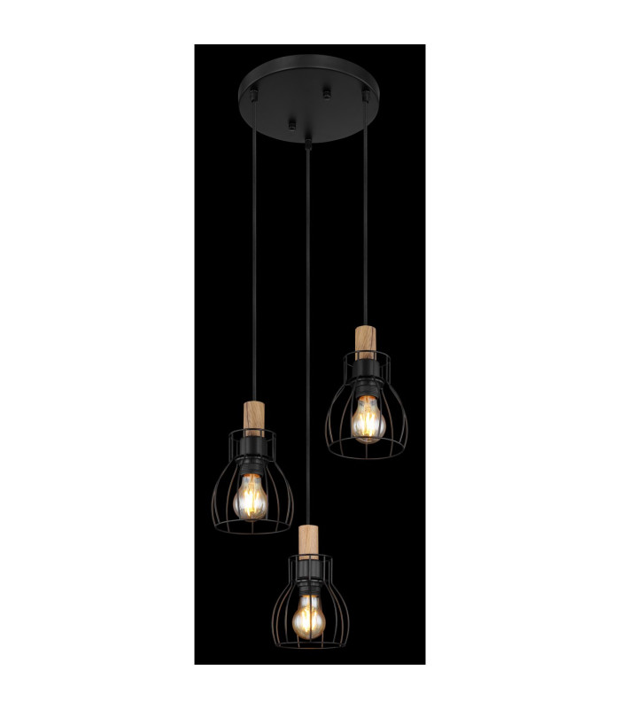 Mina Cluster Pendant Ceiling Light Matt Black 3x E27-4