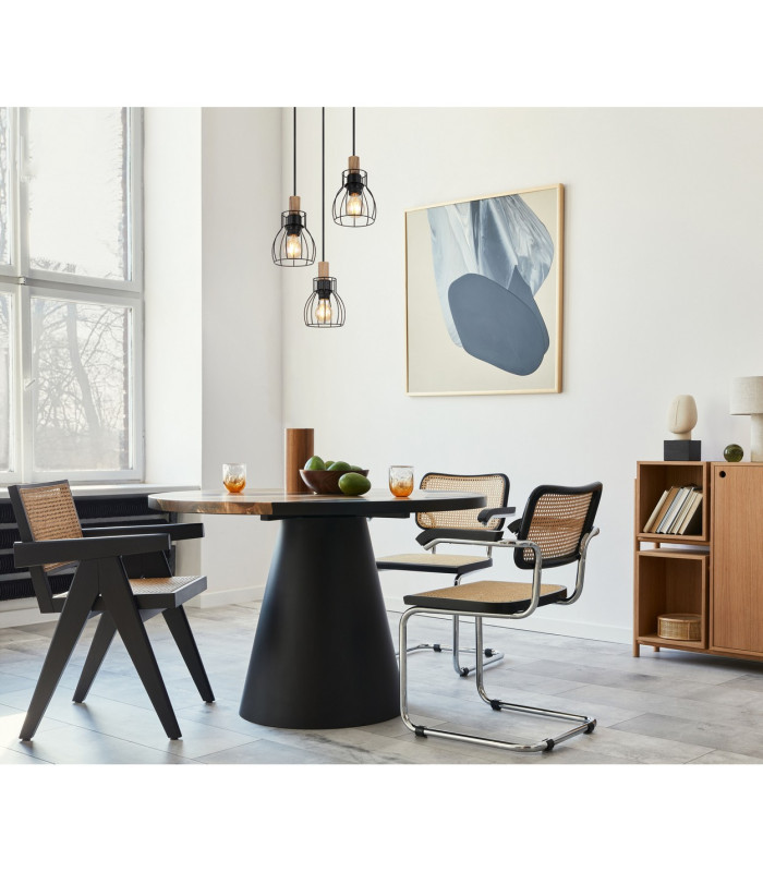 Mina Cluster Pendant Ceiling Light Matt Black 3x E27-5