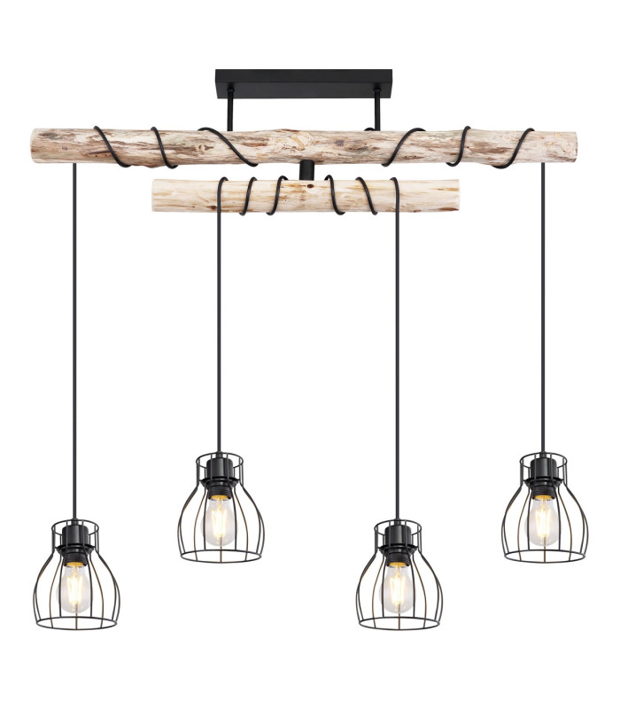 Mina Bar Pendant Ceiling Light Matt Black 4x E27-3