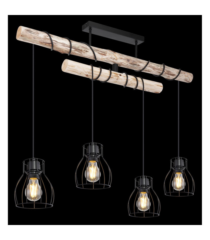 Mina Bar Pendant Ceiling Light Matt Black 4x E27-5