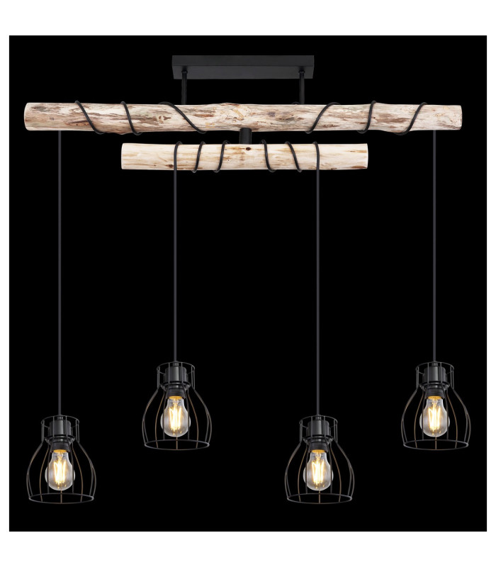 Mina Bar Pendant Ceiling Light Matt Black 4x E27-6