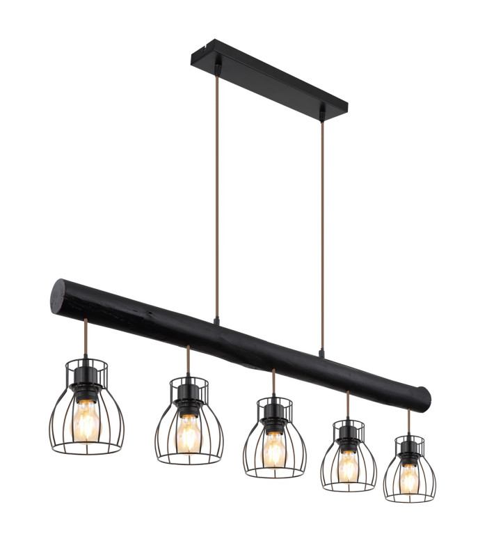 Mina Bar Pendant Ceiling Light Matt Black 5x E27-1