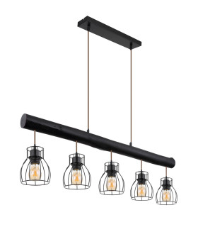 Mina Bar Pendant Ceiling Light Matt Black 5x E27-2
