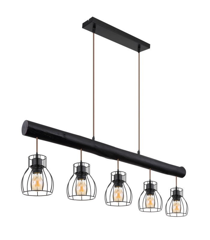 Mina Bar Pendant Ceiling Light Matt Black 5x E27-2