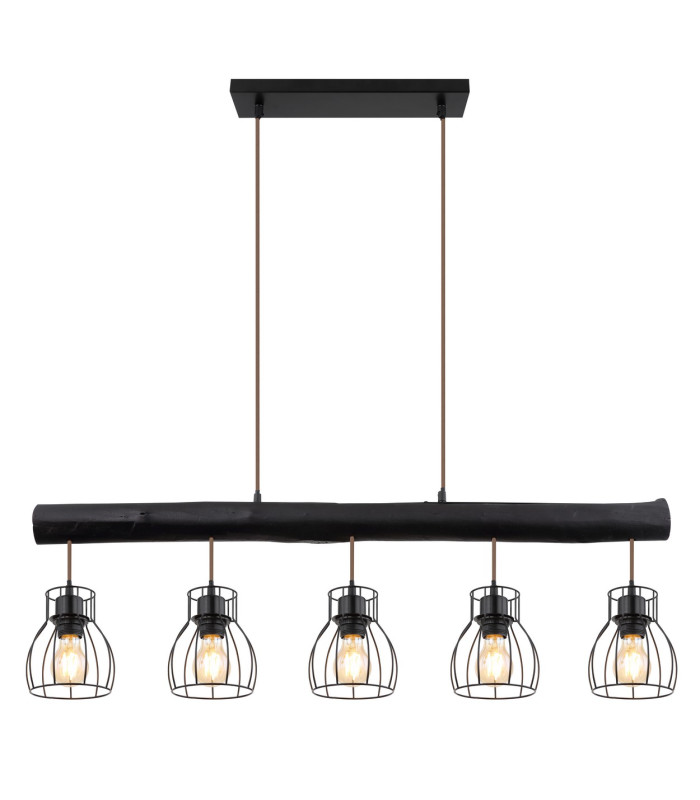 Mina Bar Pendant Ceiling Light Matt Black 5x E27-3
