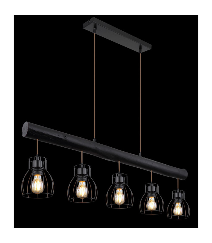 Mina Bar Pendant Ceiling Light Matt Black 5x E27-5
