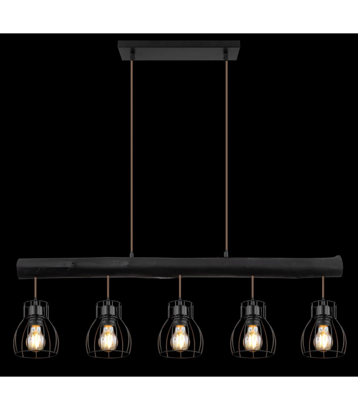 Mina Bar Pendant Ceiling Light Matt Black 5x E27-6