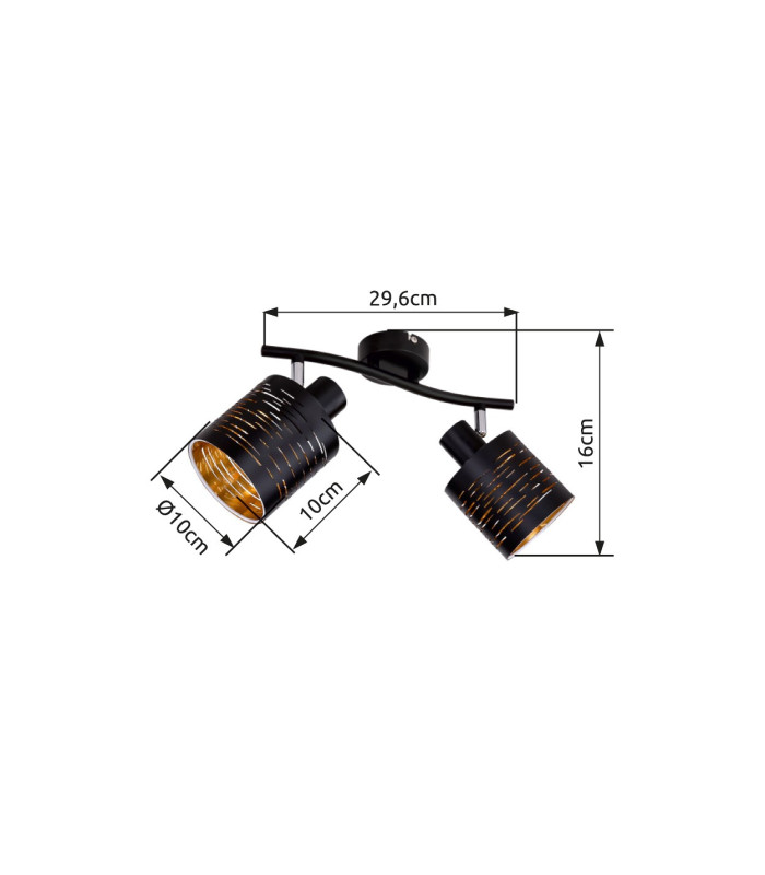 Tunno Twin Ceiling Spotlight Black 2x E14-8