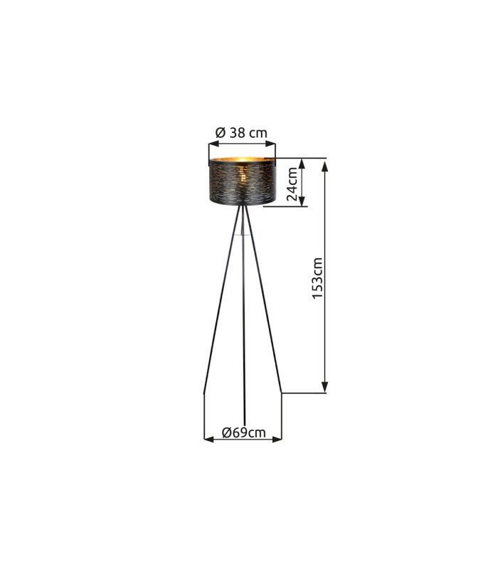Tunno Tripod Floor Lamp Black 1x E27-3