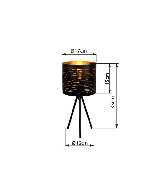 Tunno Table Lamp with Round Shade Black 1x E14-3