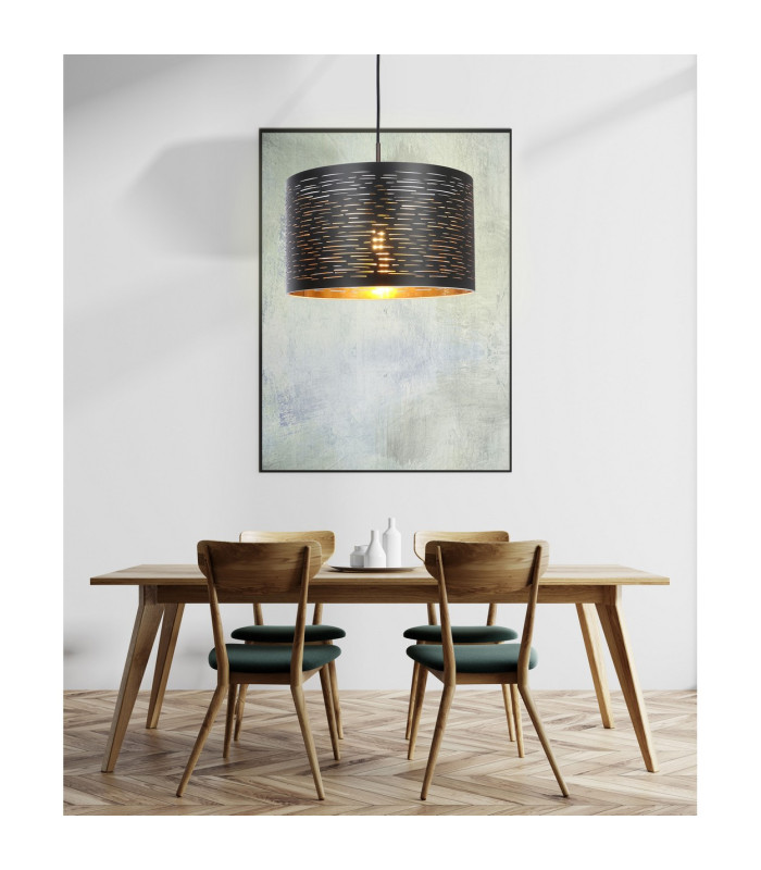 Tunno Cylindrical Pendant Ceiling Light Black 1x E27-3