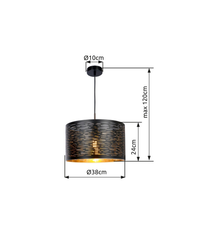 Tunno Cylindrical Pendant Ceiling Light Black 1x E27-4