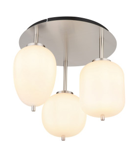Blacky I Globe Ceiling Light Nickel Matt Opal Glass Shade 3x E14-1