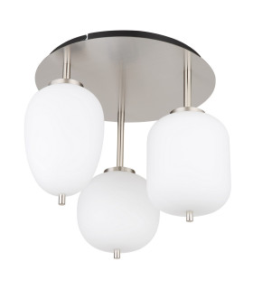 Blacky I Globe Ceiling Light Nickel Matt Opal Glass Shade 3x E14-2