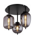 Blacky Globe Ceiling Light Matt Black Smoke Glass Shade 3x E14-1