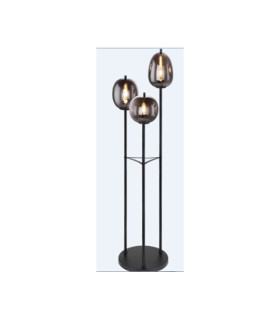 Blacky Multi Arm Floor Lamp Matt Black Smoke Glass Shade 3x E14-1