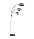 Blacky Arc Multi Arm Floor Lamp Matt Black Smoke Glass Shade 3x E14-1