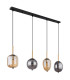 Blacky Bar Pendant Ceiling Light Matt Black Smoke Glass Shade 4x E14-2