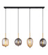 Blacky Bar Pendant Ceiling Light Matt Black Smoke Glass Shade 4x E14-3