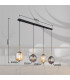 Blacky Bar Pendant Ceiling Light Matt Black Smoke Glass Shade 4x E14-7