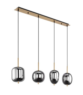 Blacky I Bar Pendant Ceiling Light Brass-Coloured Glass Shade 4x E14-2
