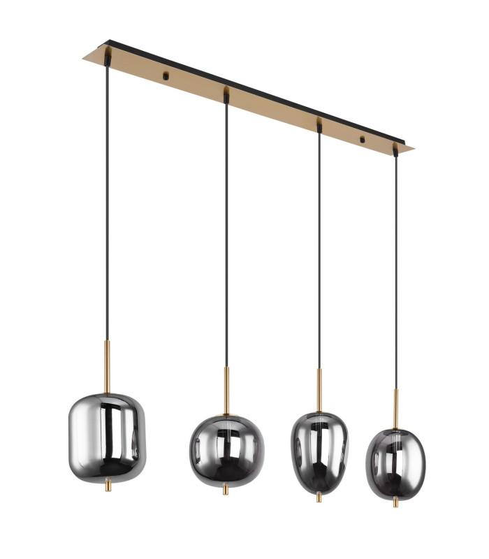 Blacky I Bar Pendant Ceiling Light Brass-Coloured Glass Shade 4x E14-2