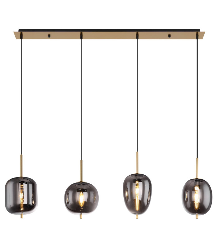 Blacky I Bar Pendant Ceiling Light Brass-Coloured Glass Shade 4x E14-3