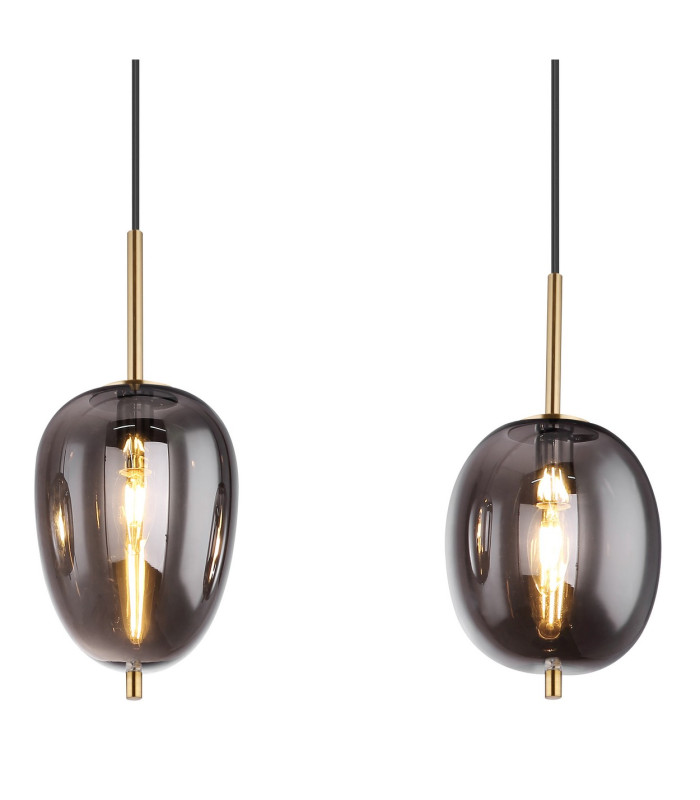 Blacky I Bar Pendant Ceiling Light Brass-Coloured Glass Shade 4x E14-4