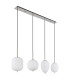 Blacky I Bar Pendant Ceiling Light Nickel Matt Opal Glass Shade 4x E14-2